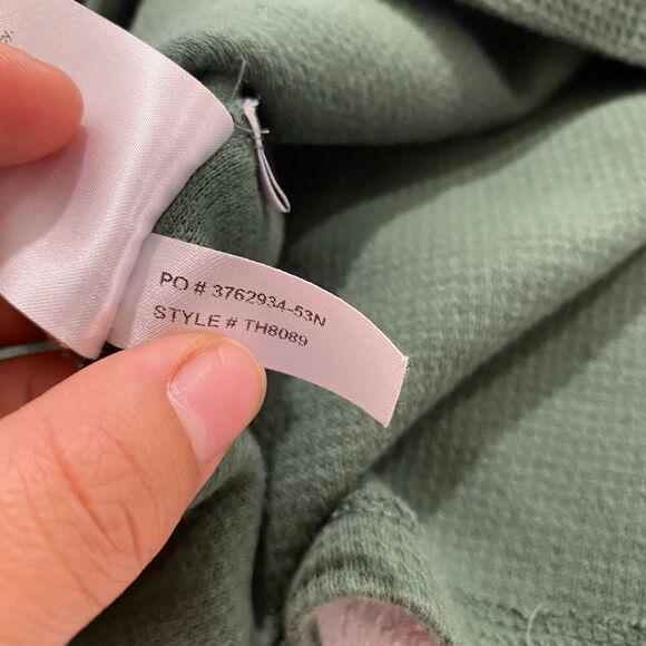 Lacoste Sleepwear Waffle Knit Long Sleeve Shirt Green XL Loungewear Top - Picture 9 of 9